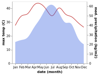 temperature and rainfall during the year in Pingma