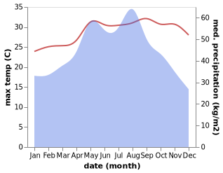 temperature and rainfall during the year in Basuo