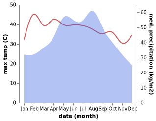 temperature and rainfall during the year in Jiale