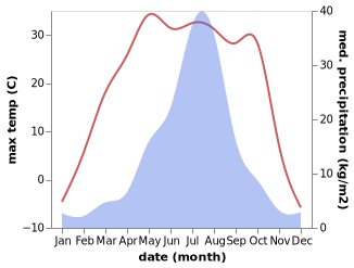 temperature and rainfall during the year in Woken