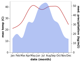 temperature and rainfall during the year in Dafasi