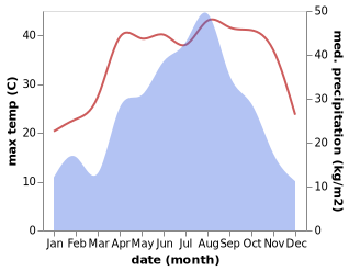 temperature and rainfall during the year in Dupi