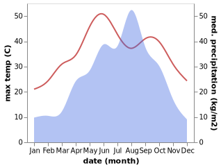 temperature and rainfall during the year in Guyi