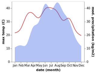 temperature and rainfall during the year in Longzhouping