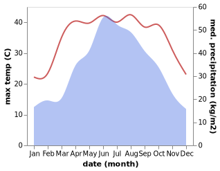 temperature and rainfall during the year in Songmutang