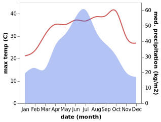 temperature and rainfall during the year in Cihua