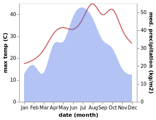 temperature and rainfall during the year in Duchang