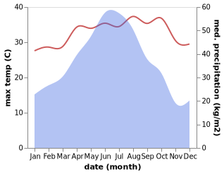 temperature and rainfall during the year in Lintang