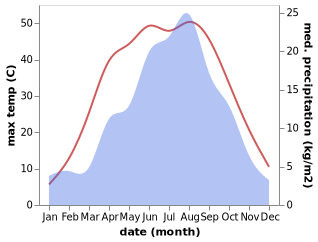 temperature and rainfall during the year in Hongsipu