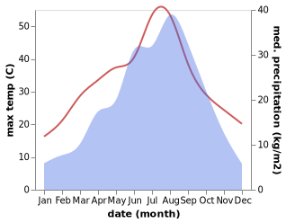 temperature and rainfall during the year in Caijiapo