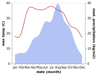 temperature and rainfall during the year in Limiao