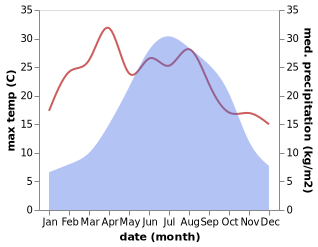 temperature and rainfall during the year in Hepingyizu