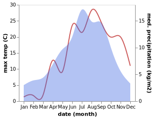 temperature and rainfall during the year in Tungdor