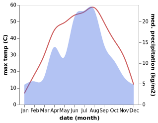 temperature and rainfall during the year in Awat