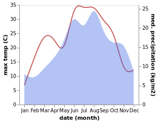 temperature and rainfall during the year in Gospić