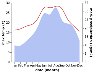 temperature and rainfall during the year in Dobrinj