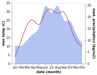 temperature and rainfall during the year in Albrechtice nad Vltavou