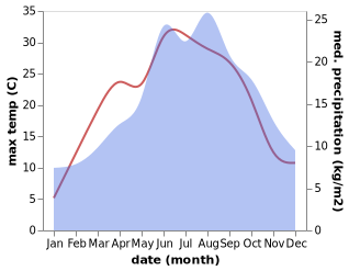 temperature and rainfall during the year in Cerna v Posumavi