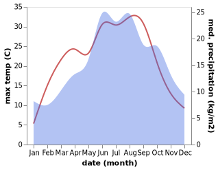 temperature and rainfall during the year in Druztova