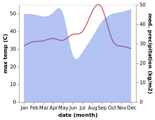 temperature and rainfall during the year in Mbanza-Ngungu