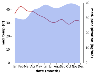 temperature and rainfall during the year in Beni