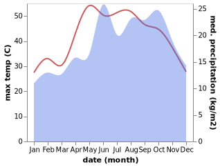 temperature and rainfall during the year in Al Mansurah