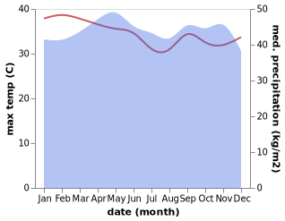 temperature and rainfall during the year in Mongomo