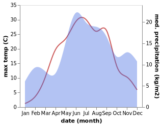 temperature and rainfall during the year in Rapina