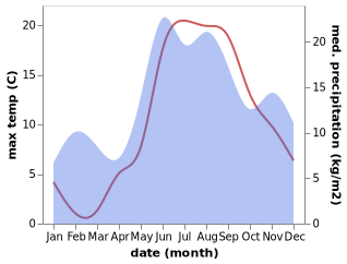 temperature and rainfall during the year in Ruhnu