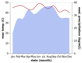 temperature and rainfall during the year in Awash