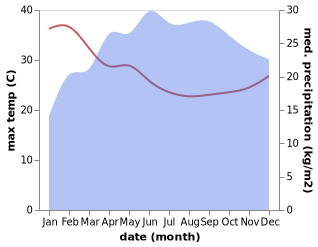 temperature and rainfall during the year in Jima