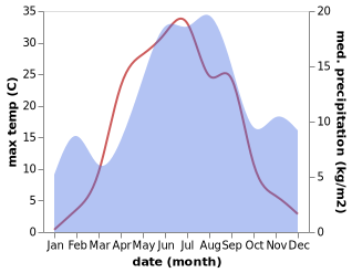 temperature and rainfall during the year in Jäppilä