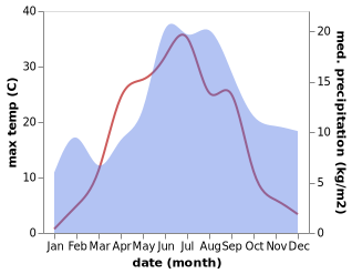 temperature and rainfall during the year in Kiikoinen