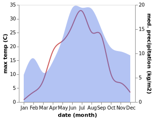 temperature and rainfall during the year in Luhanka