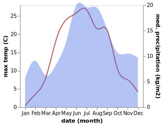 temperature and rainfall during the year in Luopioinen