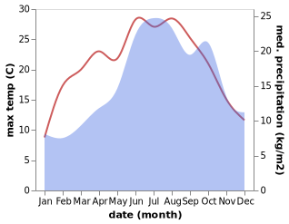 temperature and rainfall during the year in Altkirch