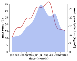 temperature and rainfall during the year in Besson