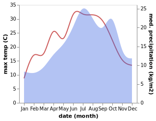 temperature and rainfall during the year in Dommartin-les-Cuiseaux