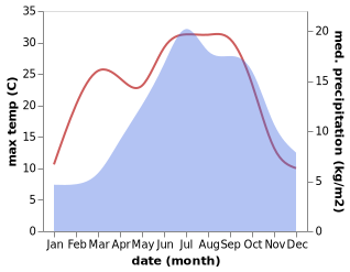 temperature and rainfall during the year in Ancelle