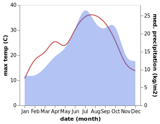 temperature and rainfall during the year in Agnin