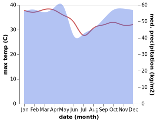 temperature and rainfall during the year in Gamba