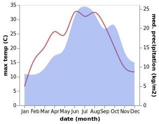 temperature and rainfall during the year in Albbruck