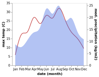 temperature and rainfall during the year in Billigheim