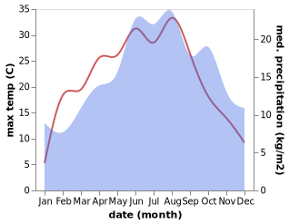 temperature and rainfall during the year in Neckargerach