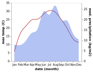 temperature and rainfall during the year in Sontheim an der Brenz