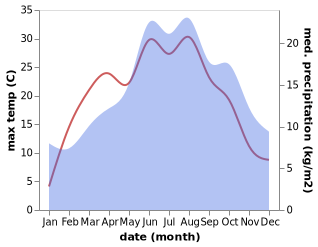 temperature and rainfall during the year in Schauenstein