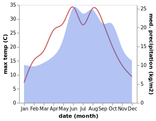 temperature and rainfall during the year in Brieselang