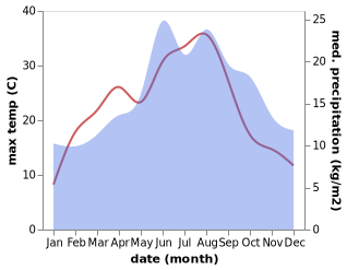 temperature and rainfall during the year in Bad Laer