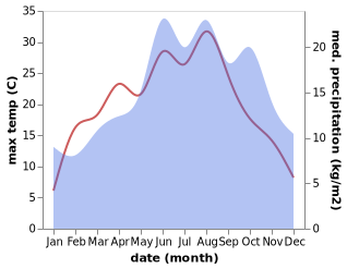 temperature and rainfall during the year in Braunlage