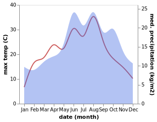 temperature and rainfall during the year in Diekholzen